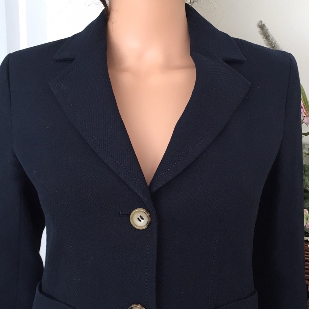 NWOT Talbots 100% Cotton Navy Blue Classic Blazer - Picture 4 of 10